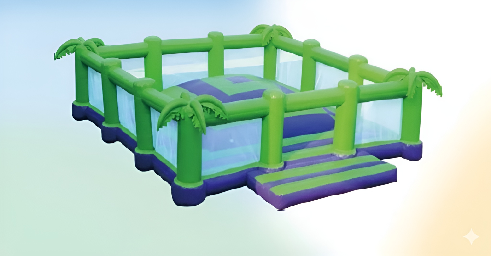 Hüpfburg Wabbelbergli, aufblasbares Kissen zum Springen/Gumpen mit sicherem Netz als Umrahmung